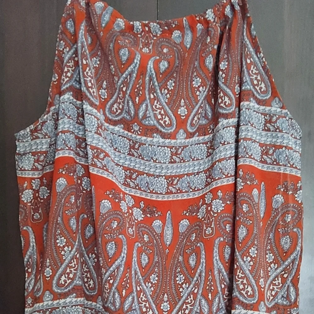 Ashley Stewart Orange and Red Sleeveless Camisole with Paisley Print. NWOT - Picture 3 of 3